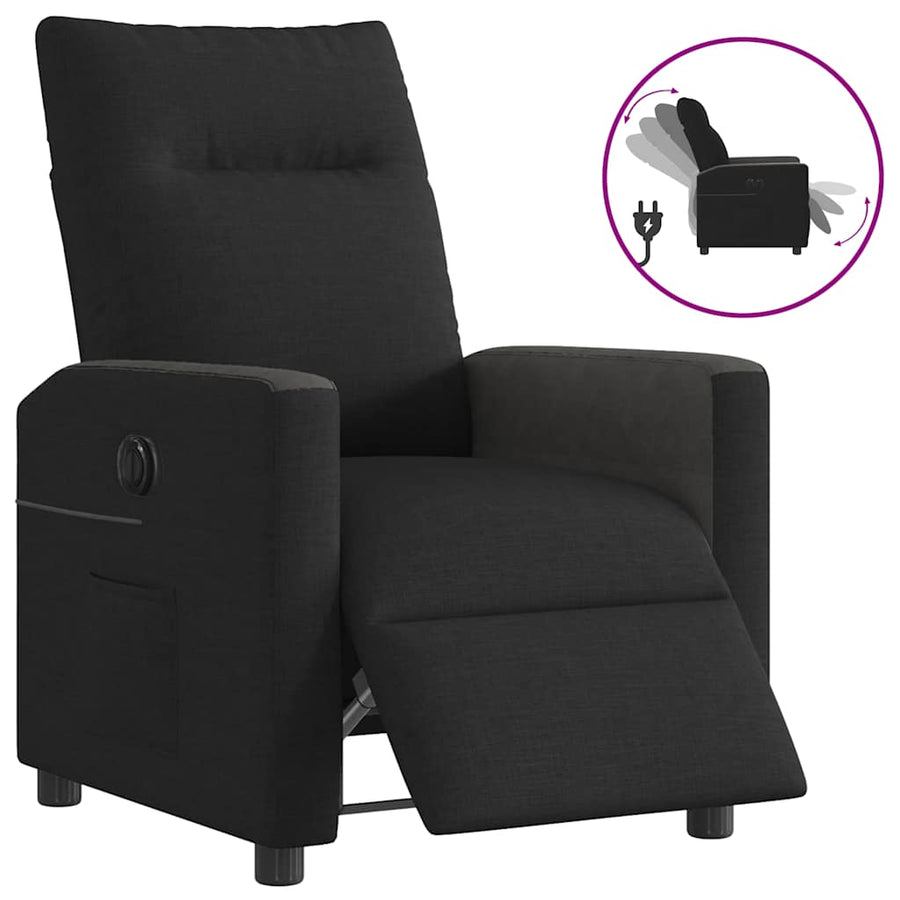 Fauteuil verstelbaar elektrisch stof zwart