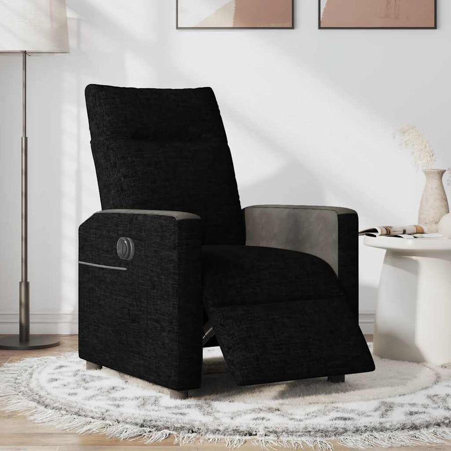 Fauteuil verstelbaar elektrisch stof zwart