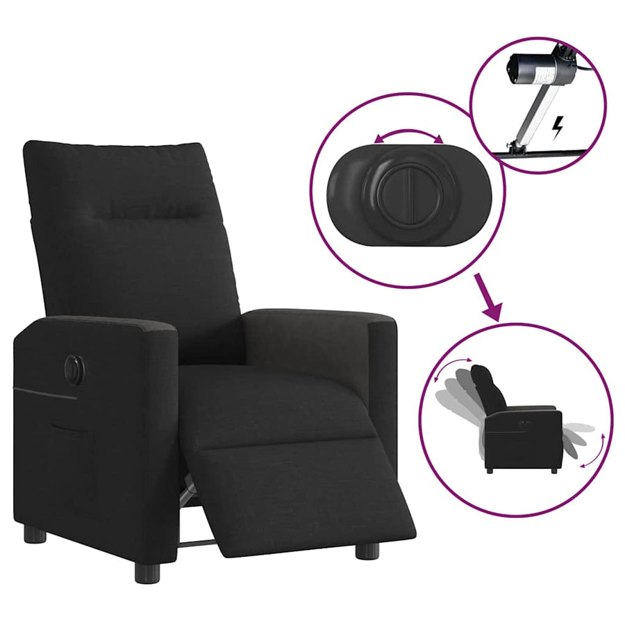 Fauteuil verstelbaar elektrisch stof zwart