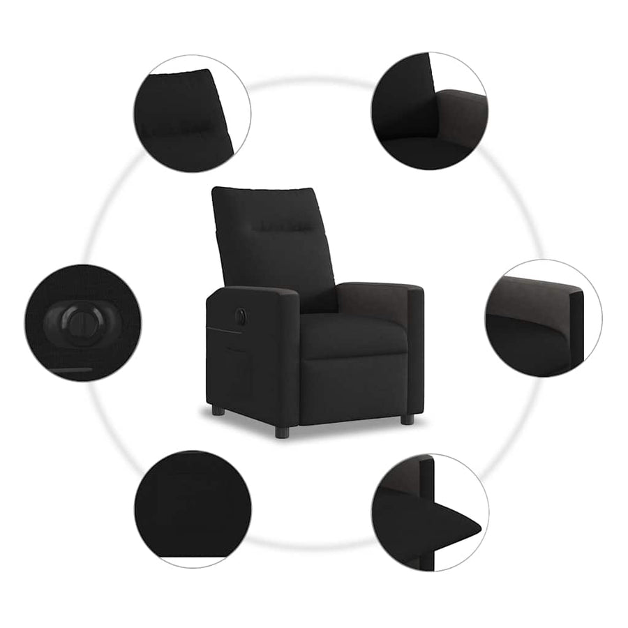 Fauteuil verstelbaar elektrisch stof zwart