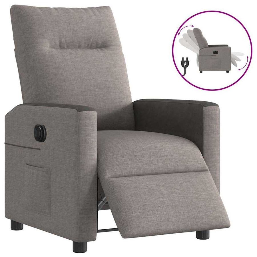 Fauteuil verstelbaar elektrisch stof taupe