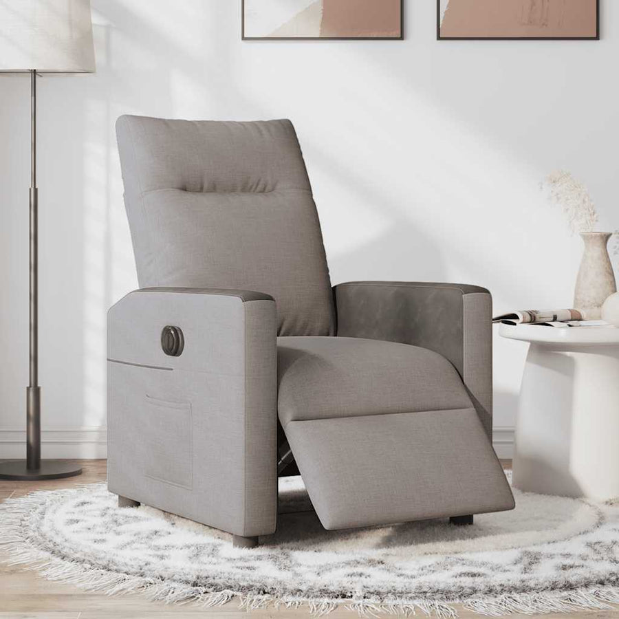 Fauteuil verstelbaar elektrisch stof taupe