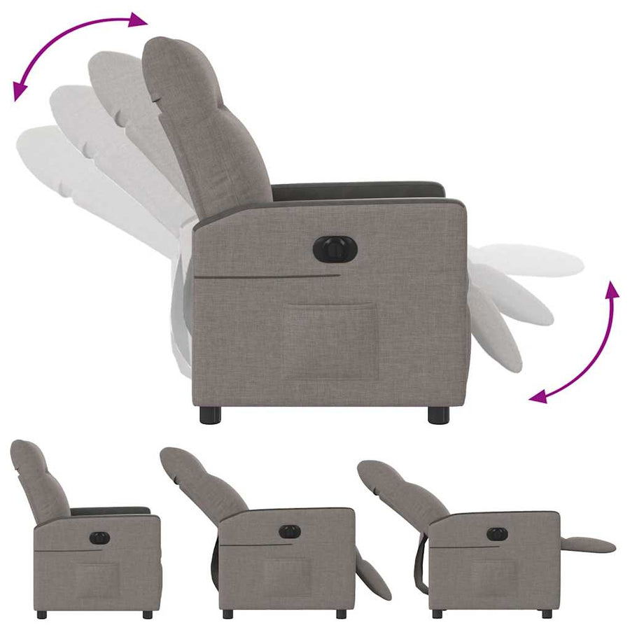 Fauteuil verstelbaar elektrisch stof taupe