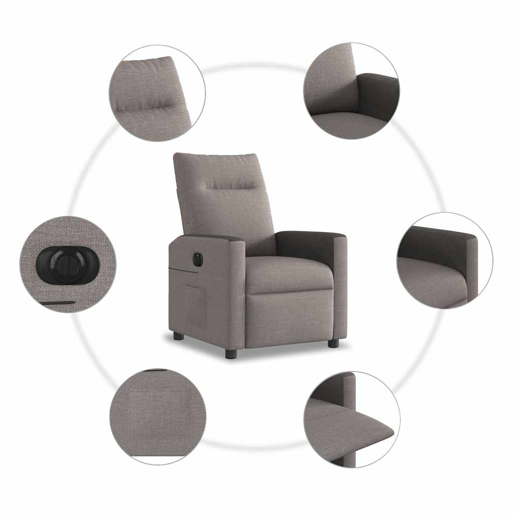 Fauteuil verstelbaar elektrisch stof taupe