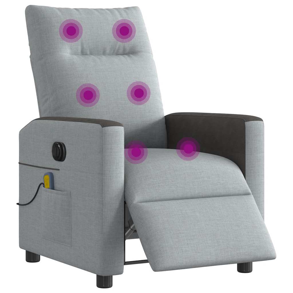Massagestoel elektrisch verstelbaar stof lichtgrijs