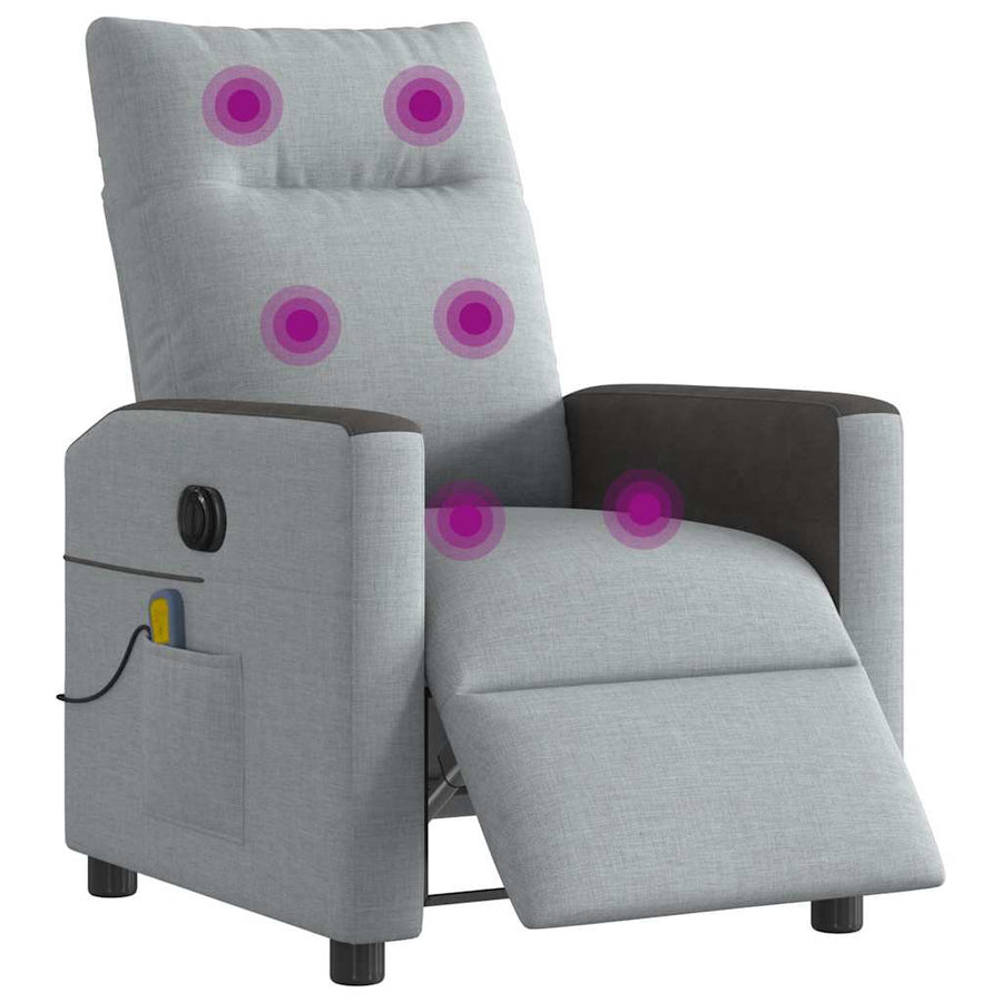 Massagestoel elektrisch verstelbaar stof lichtgrijs