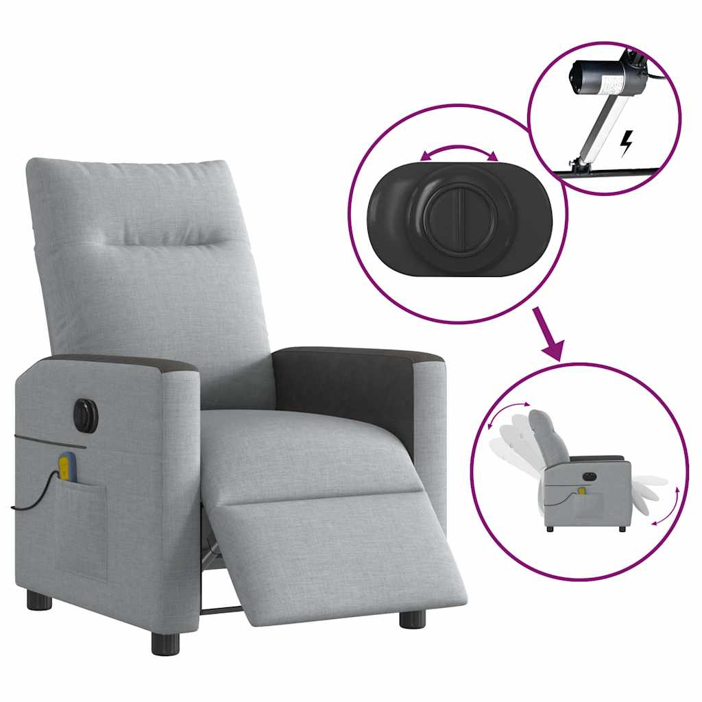 Massagestoel elektrisch verstelbaar stof lichtgrijs