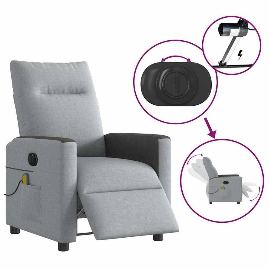 Massagestoel elektrisch verstelbaar stof lichtgrijs