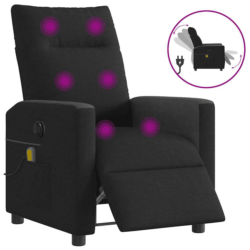 Massagestoel elektrisch verstelbaar stof zwart