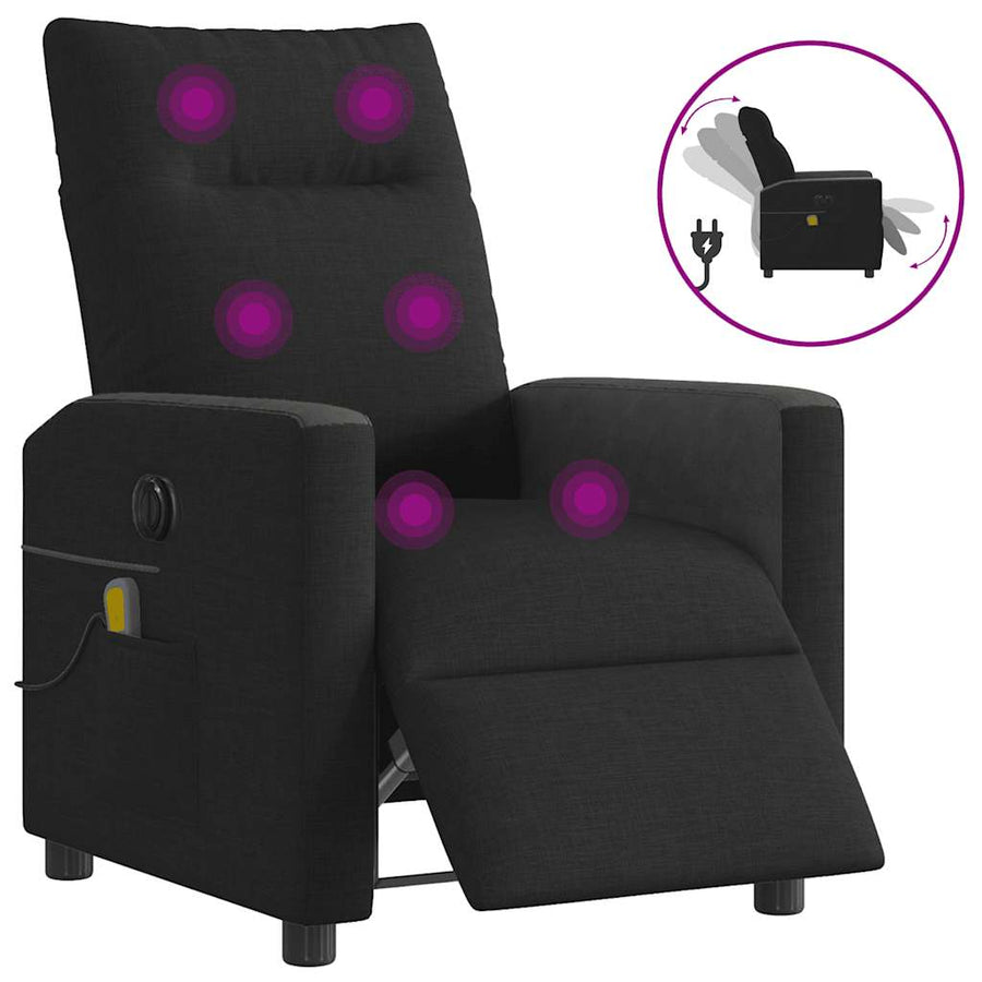 Massagestoel elektrisch verstelbaar stof zwart