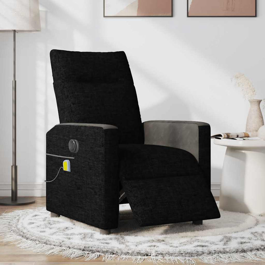 Massagestoel elektrisch verstelbaar stof zwart