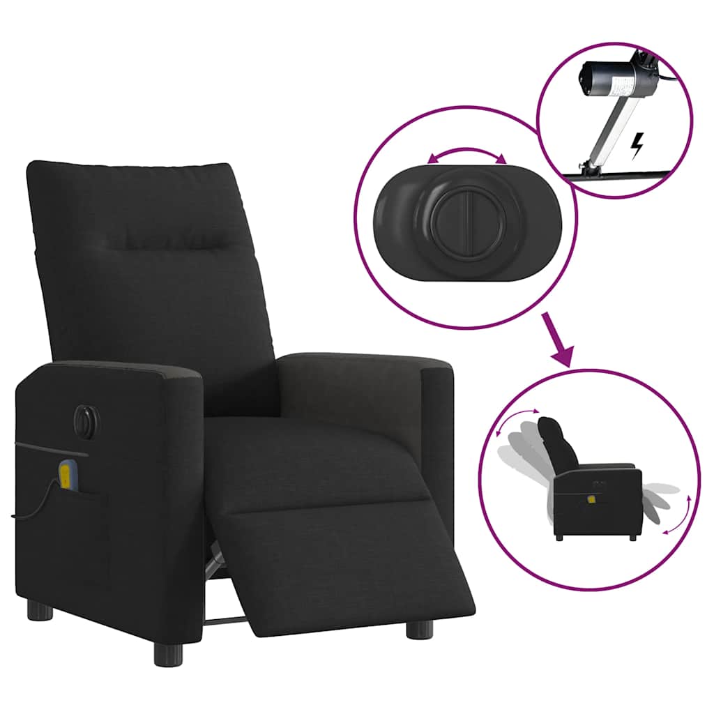 Massagestoel elektrisch verstelbaar stof zwart