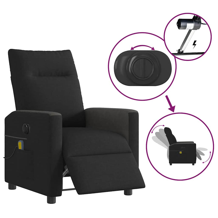 Massagestoel elektrisch verstelbaar stof zwart