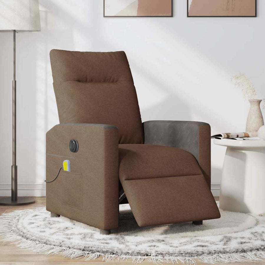 Massagestoel elektrisch verstelbaar stof bruin