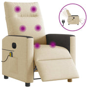 Massagestoel elektrisch verstelbaar stof crèmekleurig 69x86x100 cm