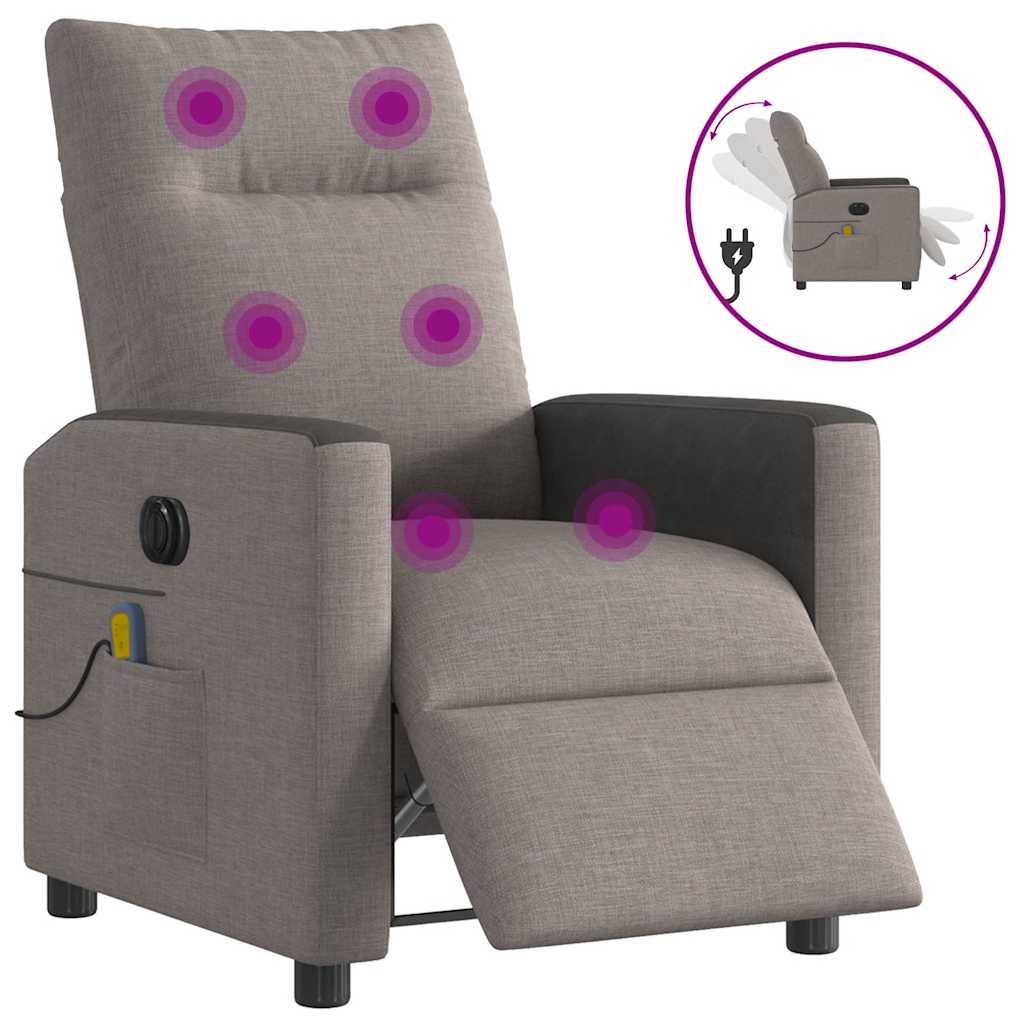 Massagestoel elektrisch verstelbaar stof taupe
