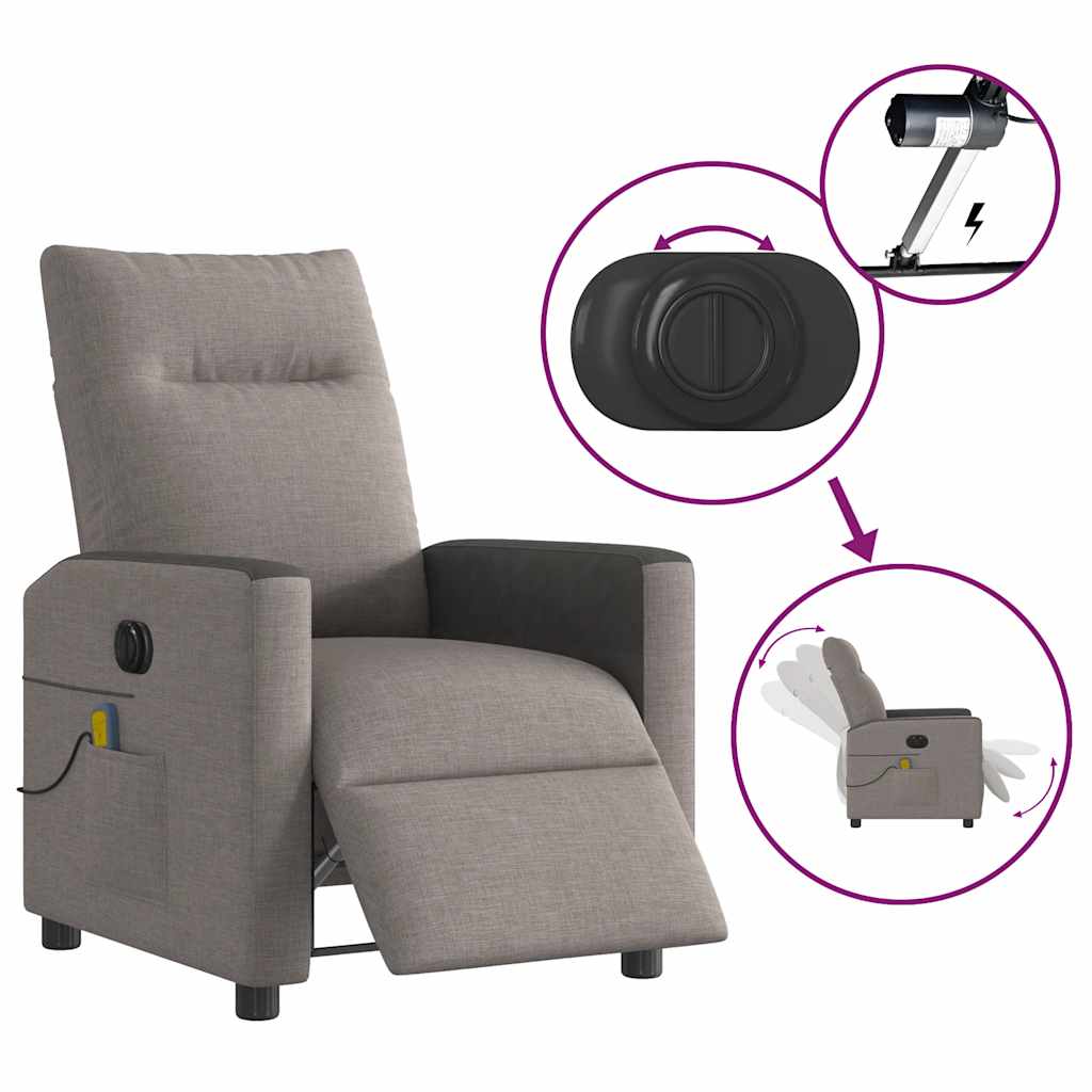 Massagestoel elektrisch verstelbaar stof taupe