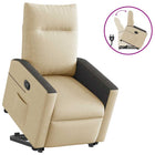 Rise and recline armchair adjustable fabric cream