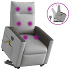 Adjustable Riser Recliner Massage Chair Fabric Cloud Grey