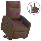 Lift-recliner massage chair adjustable fabric brown
