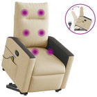 Reclining massage chair adjustable fabric cream