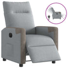 Electrically adjustable armchair, light grey fabric