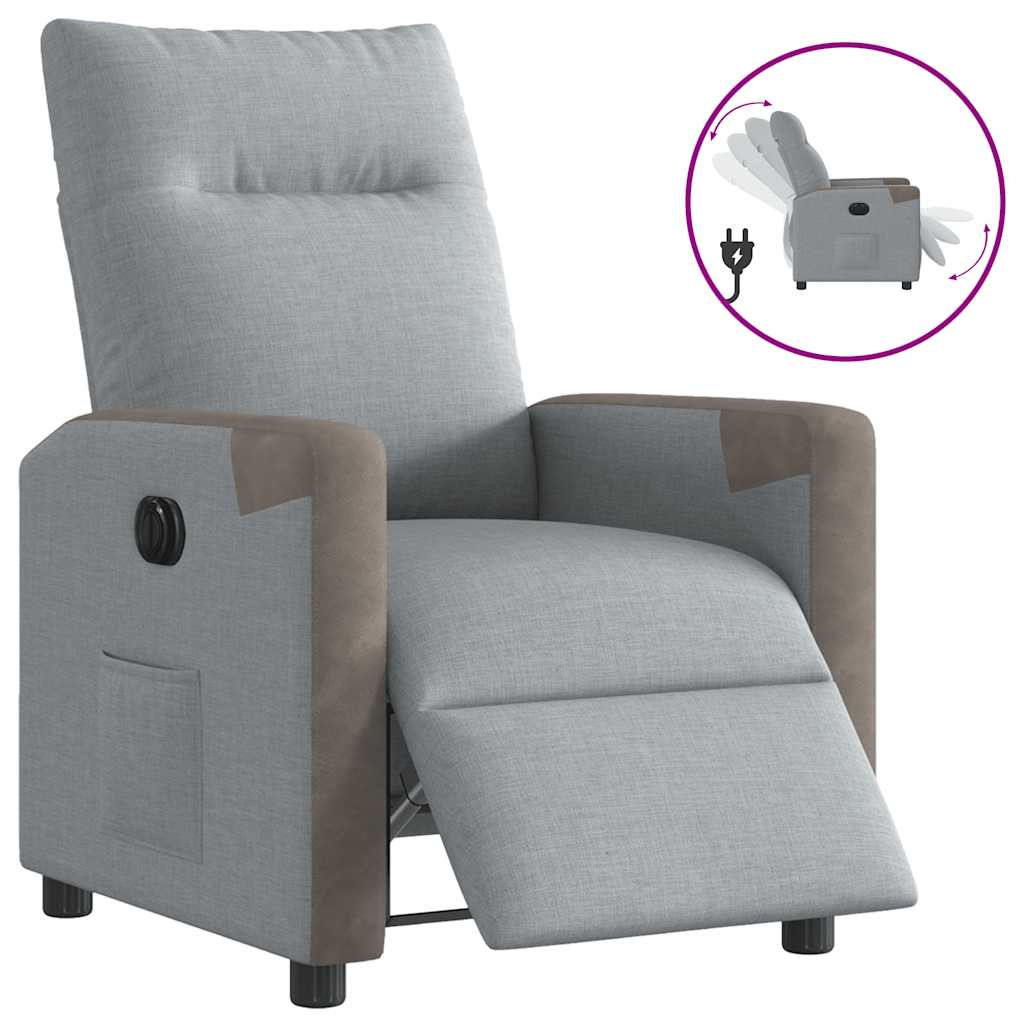 Fauteuil elektrisch verstelbaar stof lichtgrijs