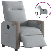 Electrically adjustable armchair, light grey fabric