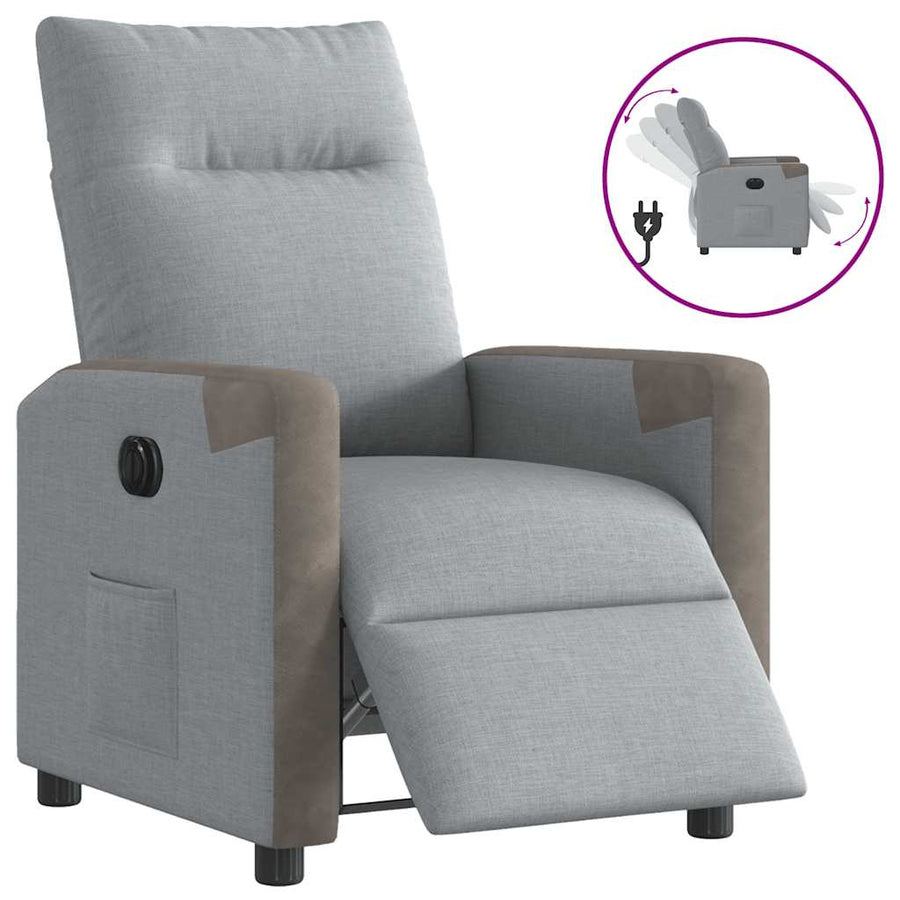 Fauteuil elektrisch verstelbaar stof lichtgrijs
