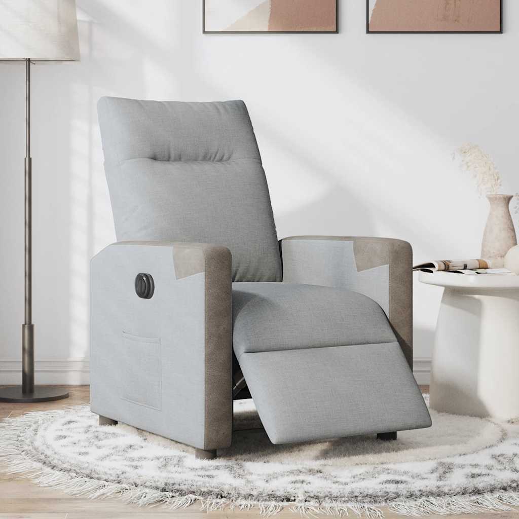 Fauteuil elektrisch verstelbaar stof lichtgrijs