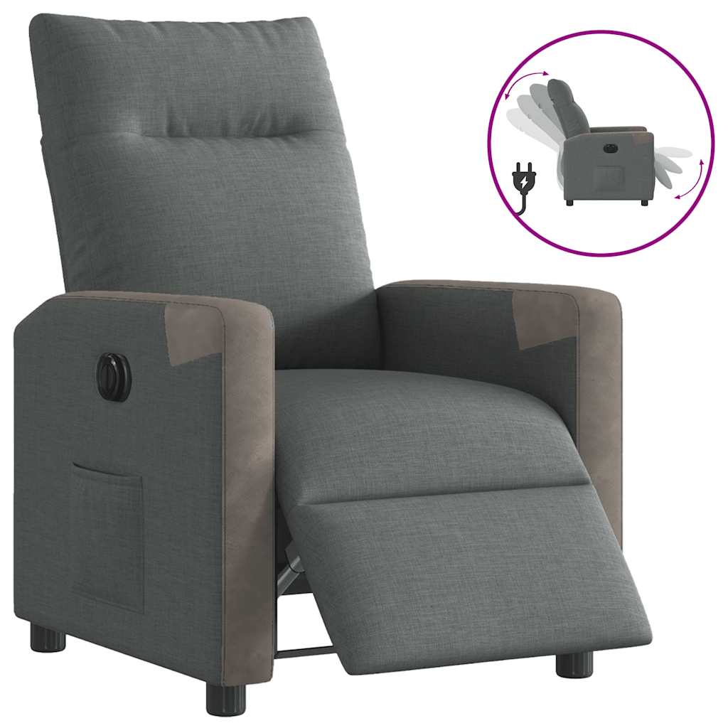 Fauteuil elektrisch verstelbaar stof donkergrijs