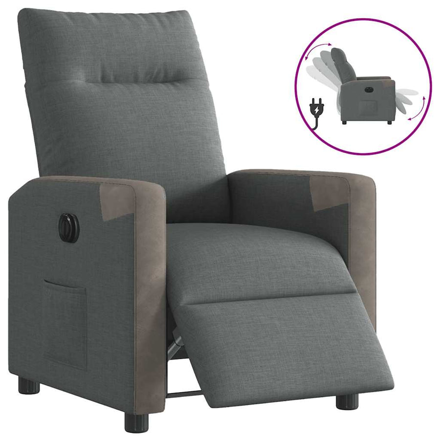 Fauteuil elektrisch verstelbaar stof donkergrijs