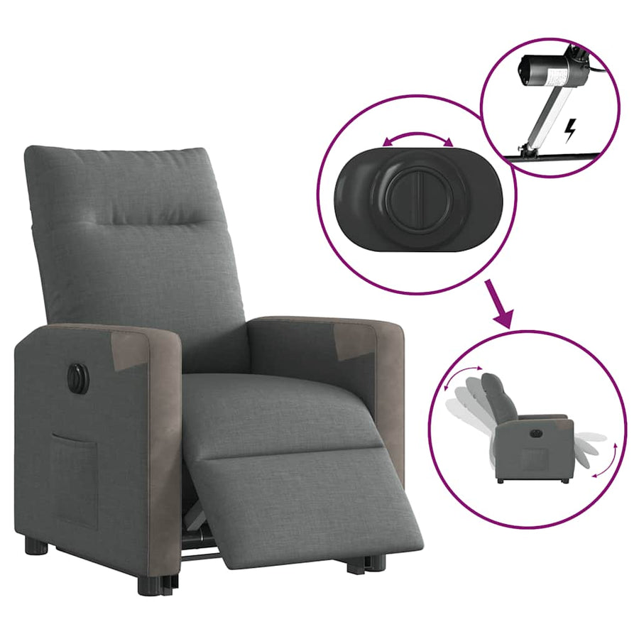 Fauteuil elektrisch verstelbaar stof donkergrijs