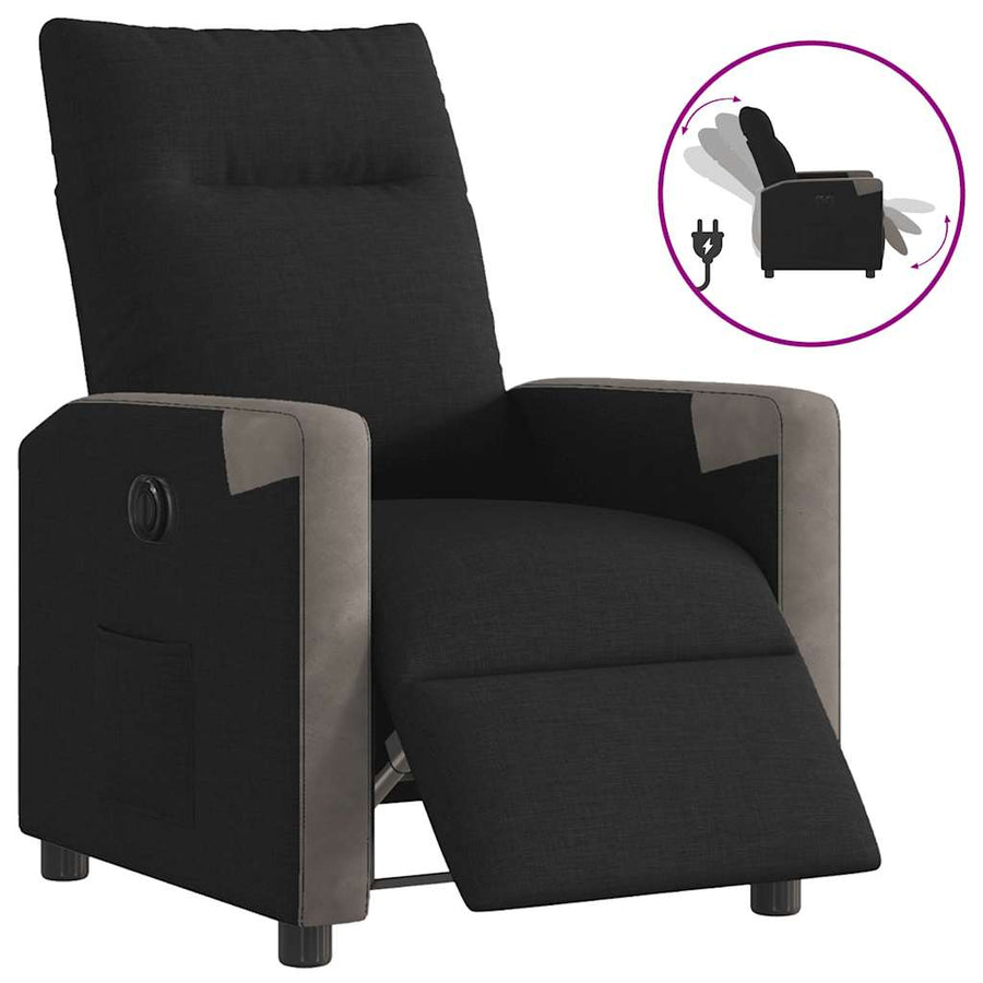 Fauteuil verstelbaar elektrisch stof zwart