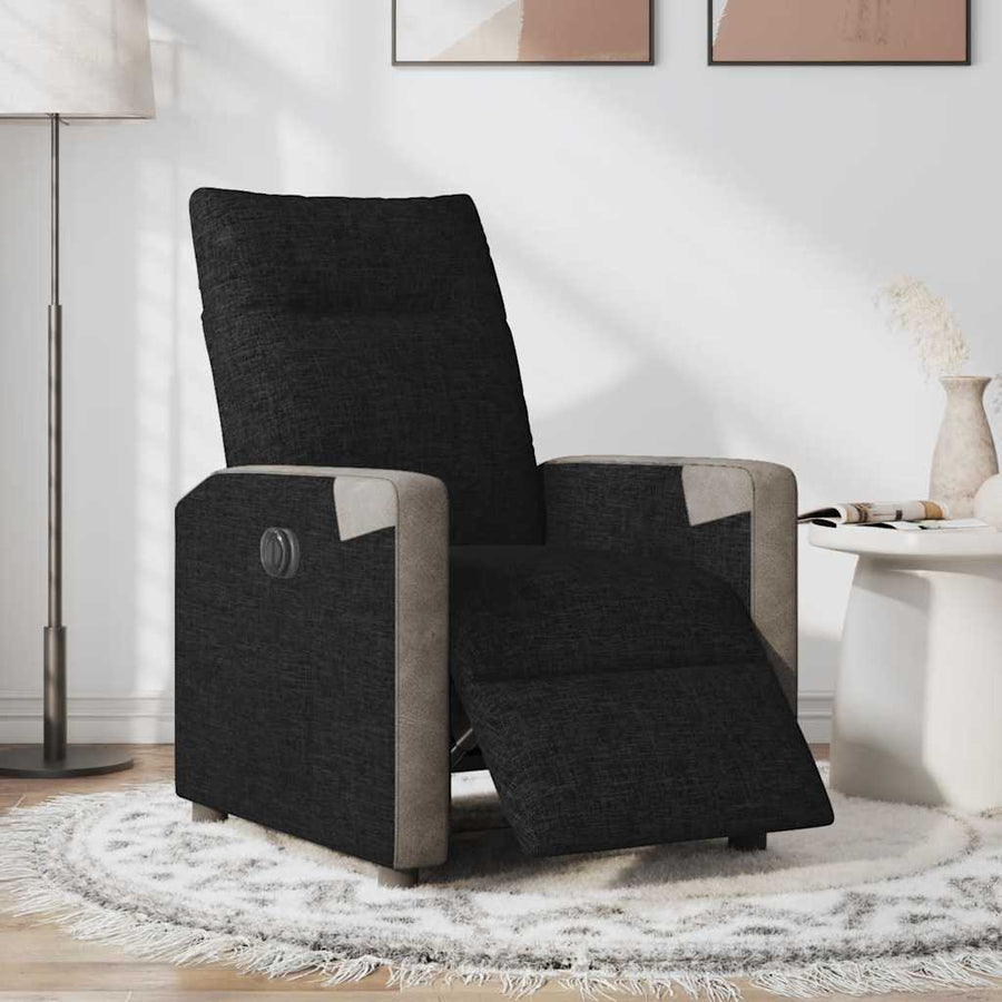 Fauteuil verstelbaar elektrisch stof zwart