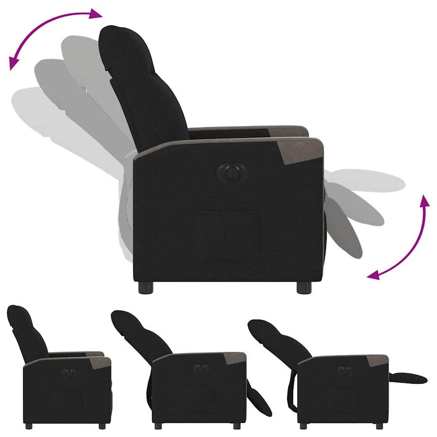 Fauteuil verstelbaar elektrisch stof zwart