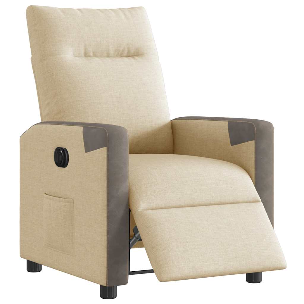Fauteuil verstelbaar elektrisch stof crèmekleurig