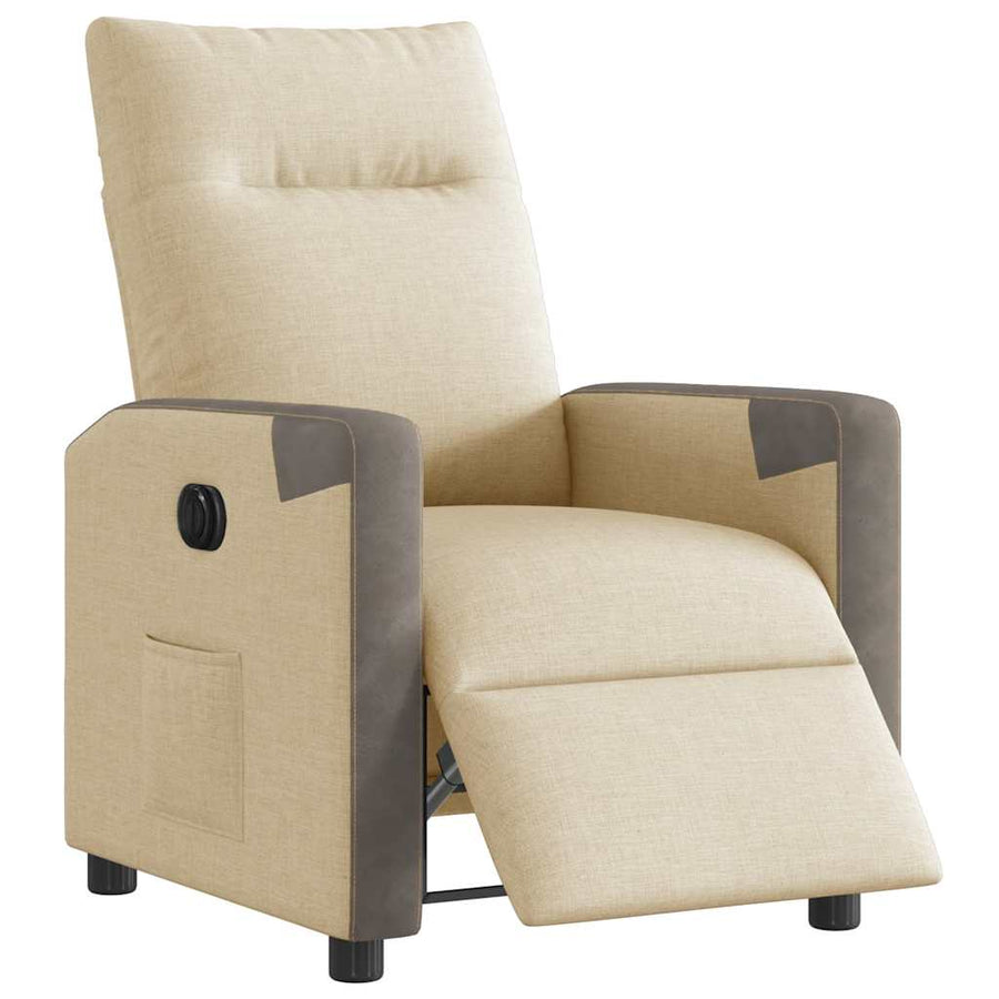 Fauteuil verstelbaar elektrisch stof crèmekleurig