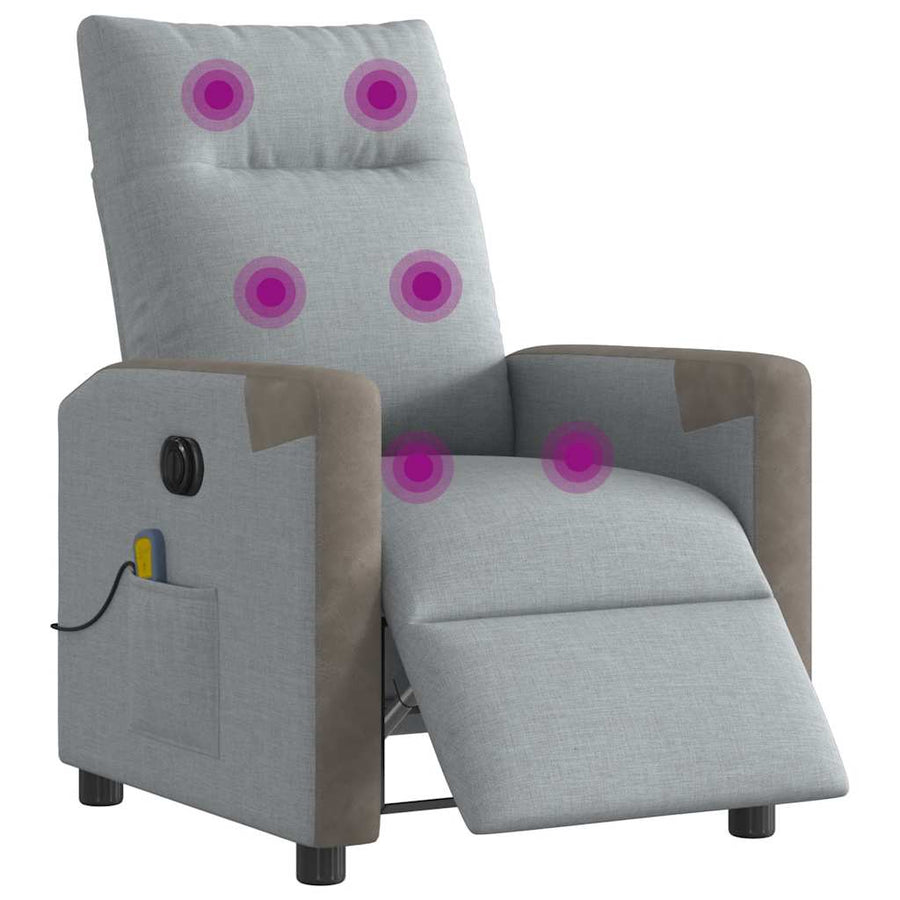 Massagestoel elektrisch verstelbaar stof lichtgrijs