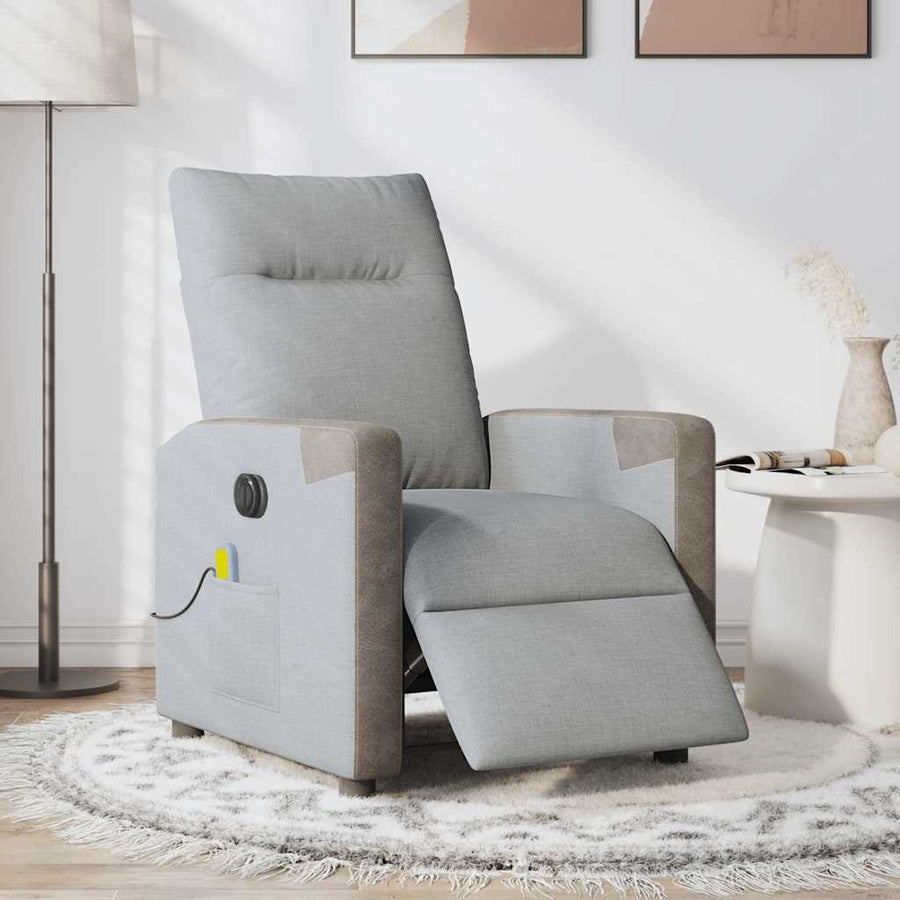 Massagestoel elektrisch verstelbaar stof lichtgrijs