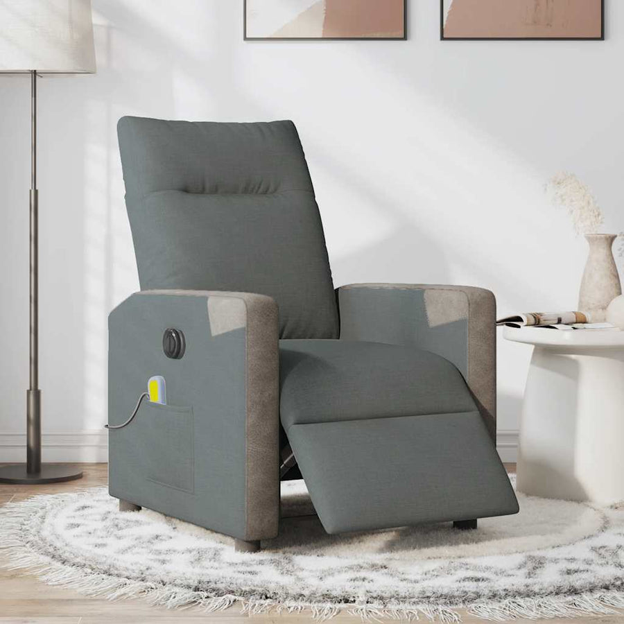 Massagestoel elektrisch verstelbaar stof donkergrijs