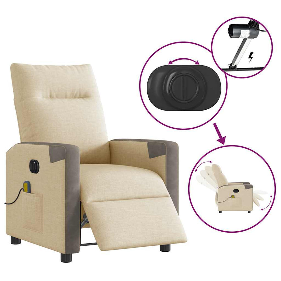 Massagestoel Stof Kleurig Crème Ja Elektrisch verstelbaar