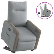 Lift recliner adjustable fabric light grey