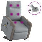 Electric Adjustable Reclining Massage Chair, Fabric, Light Grey