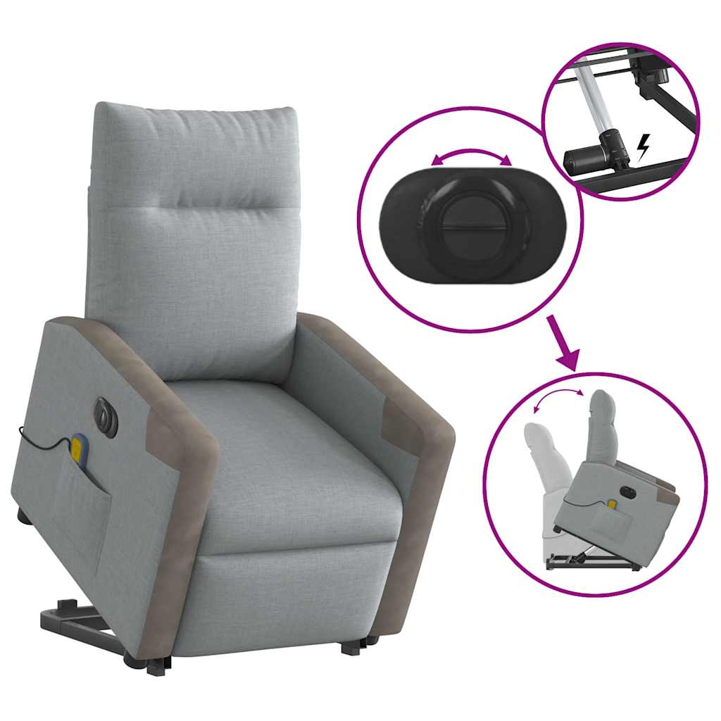 Sta-op-massagestoel elektrisch verstelbaar stof lichtgrijs