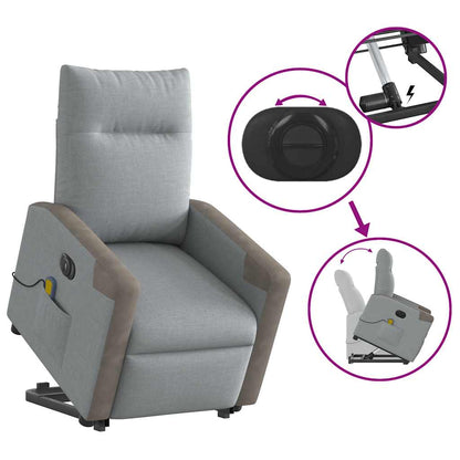 Sta-op-massagestoel elektrisch verstelbaar stof lichtgrijs