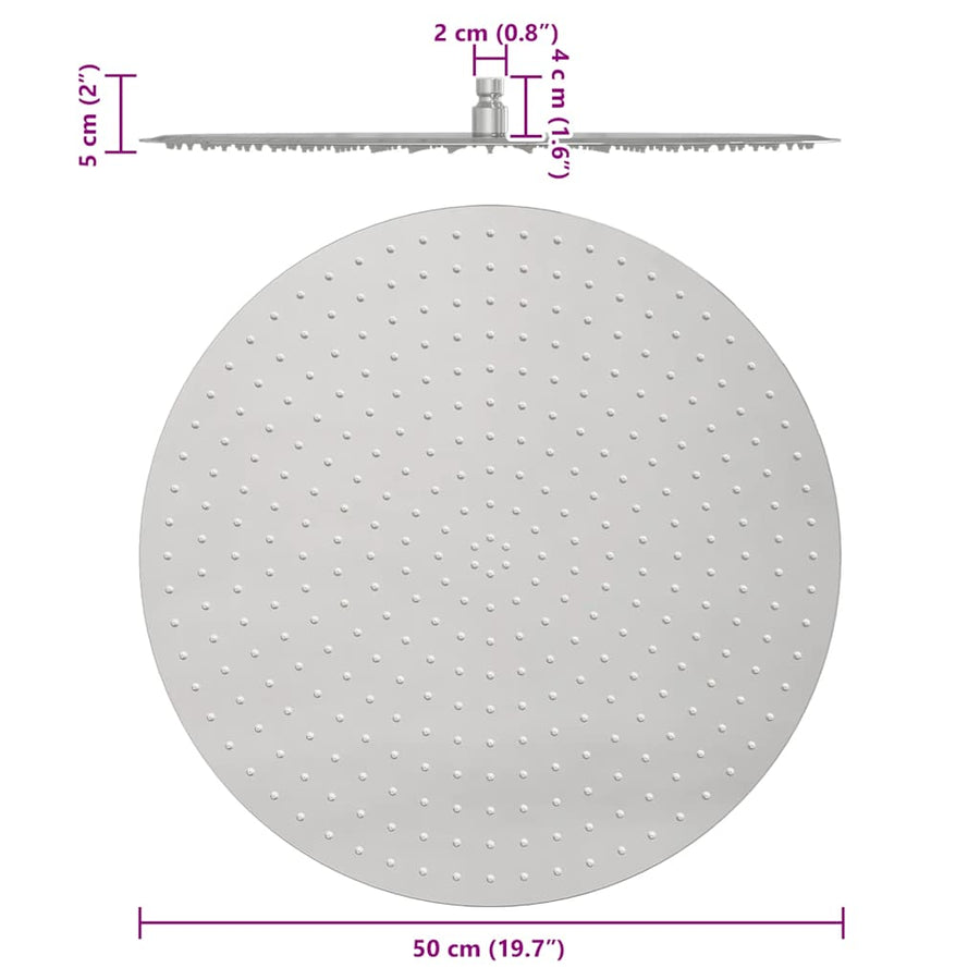 Regendouchekop roestvrij staal 304 50 cm Rond