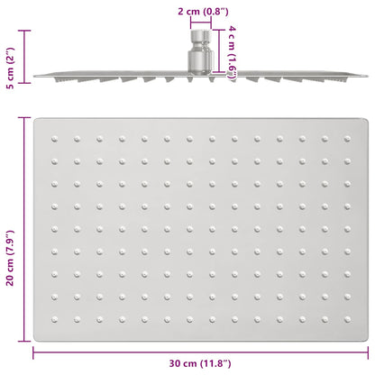 Regendouchekop rechthoekig 30x20 cm roestvrij staal 304