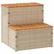 Hottub opstap 50x50x50.5 cm poly rattan acaciahout beige