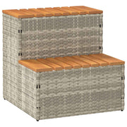 Hottub-opstap poly rattan massief acaciahout 50x50x50.5 cm